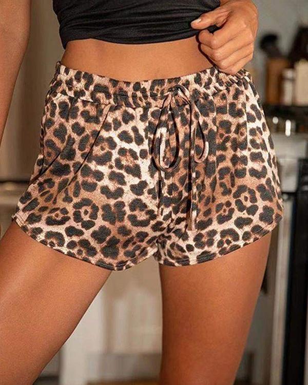 women’s casual leopard print loose  shorts