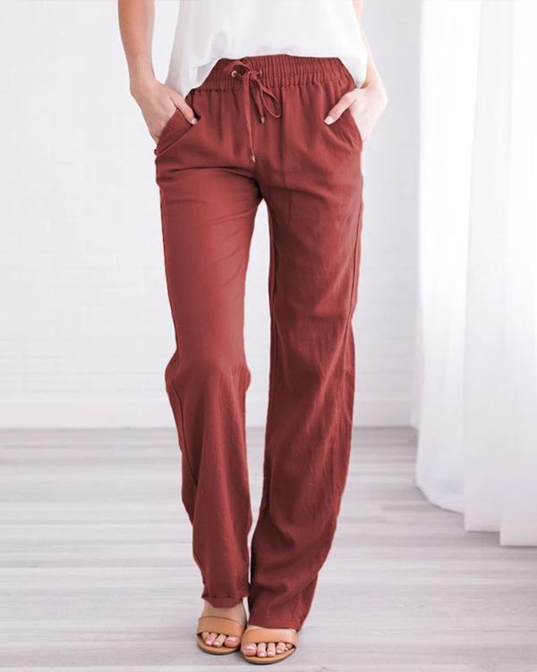women’s linen cotton straight pants