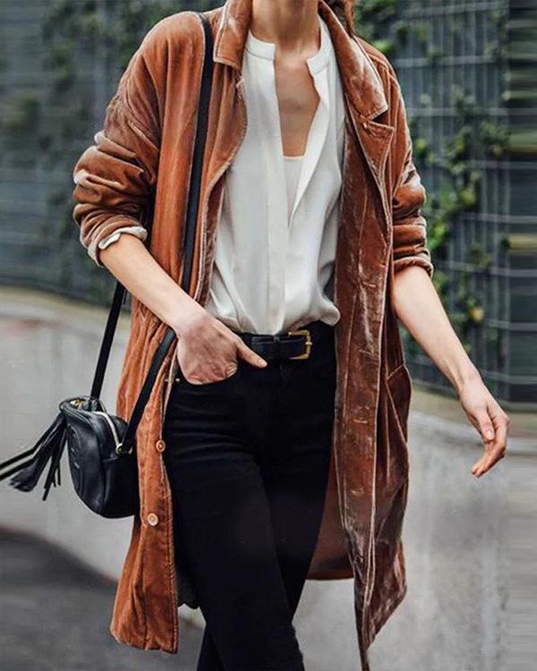 women’s retro velvet long sleeve coat
